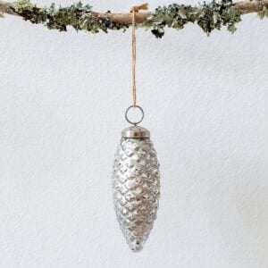 Fir Cone Decoration Antique Silver
