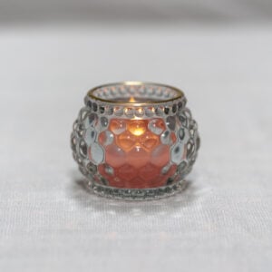 Bubble Glass Votive Soft Grey with Gold Rim