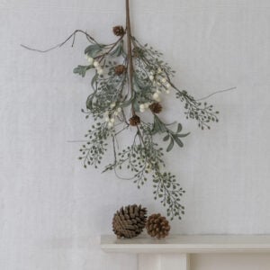 White Berry Spray with Frosted Leaves