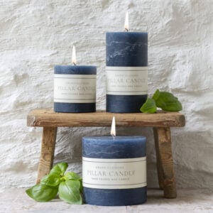 Rustic Pillar Candle Inky Blue