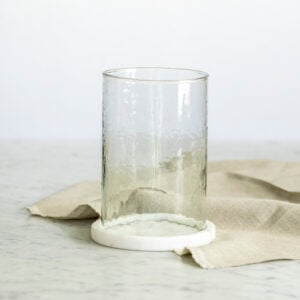 Hammered Glass Lantern With Marble Base