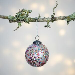 Rainbow Confetti Bauble Round