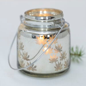 Antique Silver Etched Tealight Holder With Handle
