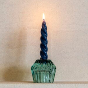 Glass Candleholder Duo Green