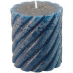 Rustic Twisted Pillar Candle Inky Blue
