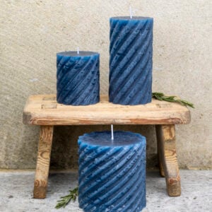 Rustic Twisted Pillar Candle Inky Blue
