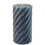 Rustic Twisted Pillar Candle Inky Blue