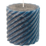 Rustic Twisted Pillar Candle Inky Blue