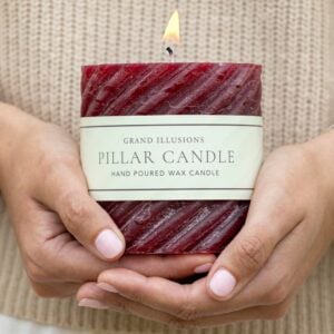 Rustic Twisted Pillar Candle Plum