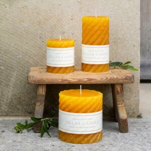Rustic Twisted Pillar Candle Ochre