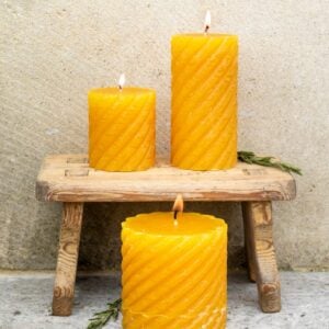Rustic Twisted Pillar Candle Ochre