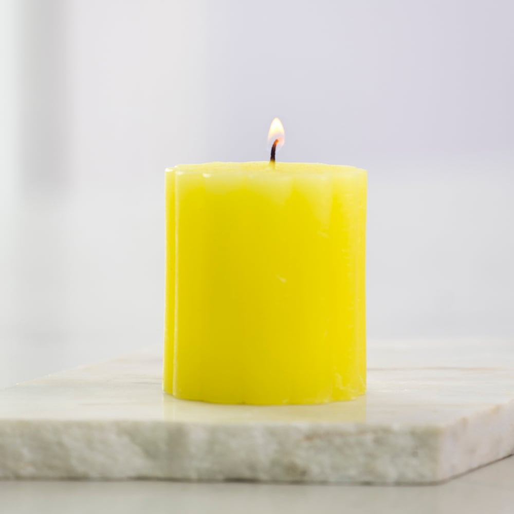 Rustic Pillar Candle Lemon 100x100mm