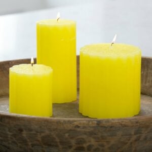 Rustic Scalloped Pillar Candle Lemon