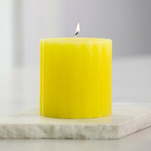 Rustic Scalloped Pillar Candle Lemon