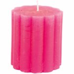 Rustic Scalloped Pillar Candle Fuchsia