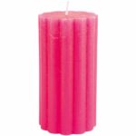 Rustic Scalloped Pillar Candle Fuchsia 70x130mm