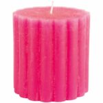 Rustic Scalloped Pillar Candle Fuchsia 100x100mm