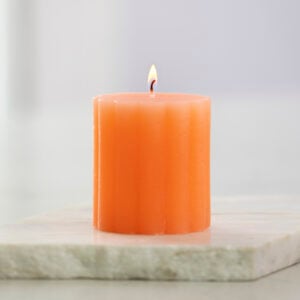 Rustic Scalloped Pillar Candles Coral