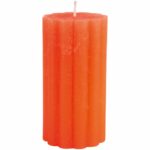 Rustic Scalloped Pillar Candle Coral 70x130mm