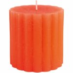 Rustic Scalloped Pillar Candle Coral 100x100mm