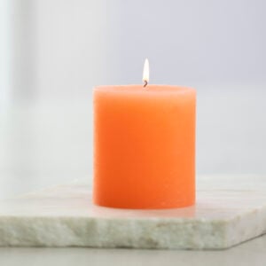 Rustic Pillar Candle Coral