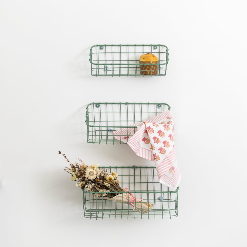 Wire Wall Baskets Set of 3 Sage