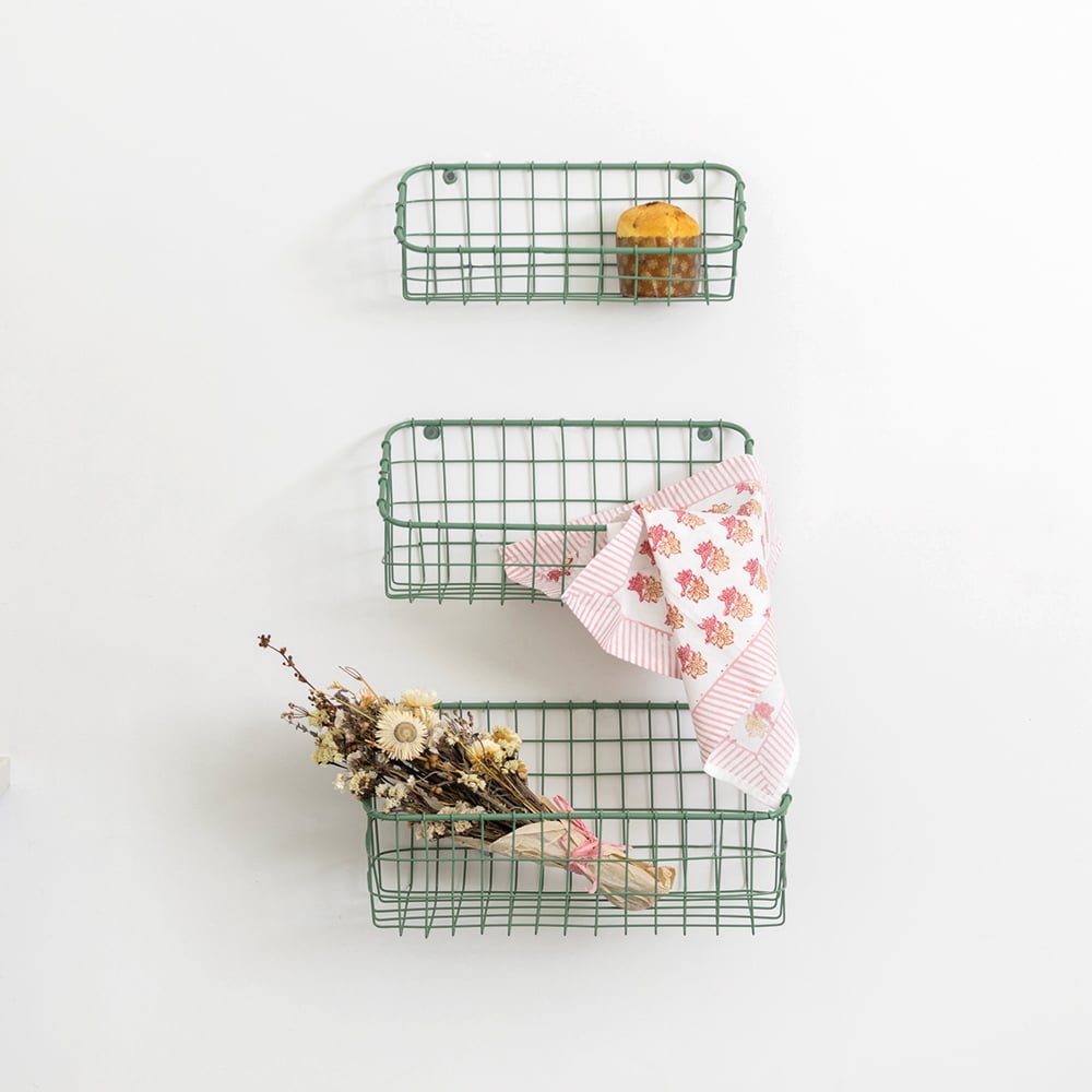 Wire Wall Baskets Set of 3 Sage