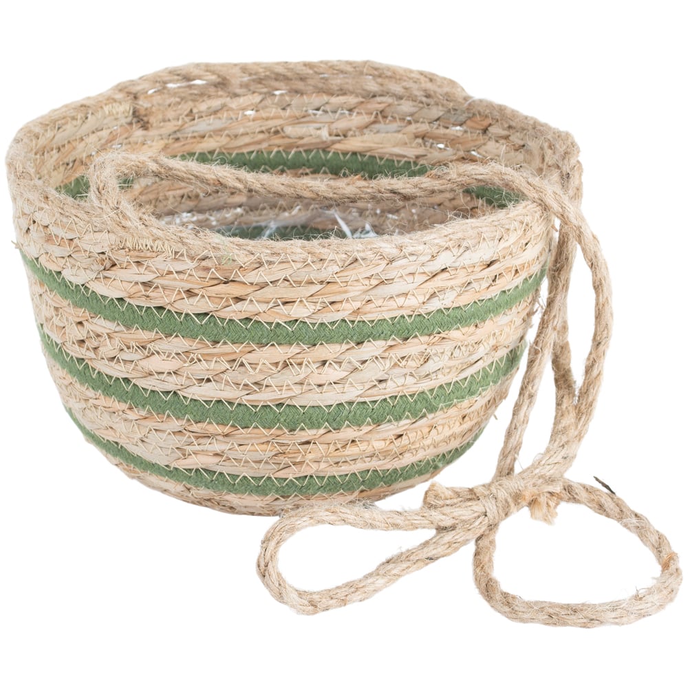 Seagrass Hanging Basket Green Stripe