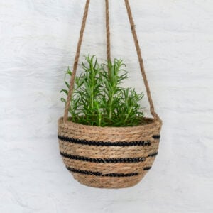 Seagrass Hanging Basket Black Stripe