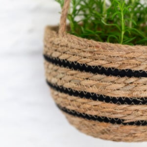 Seagrass Hanging Basket Black Stripe