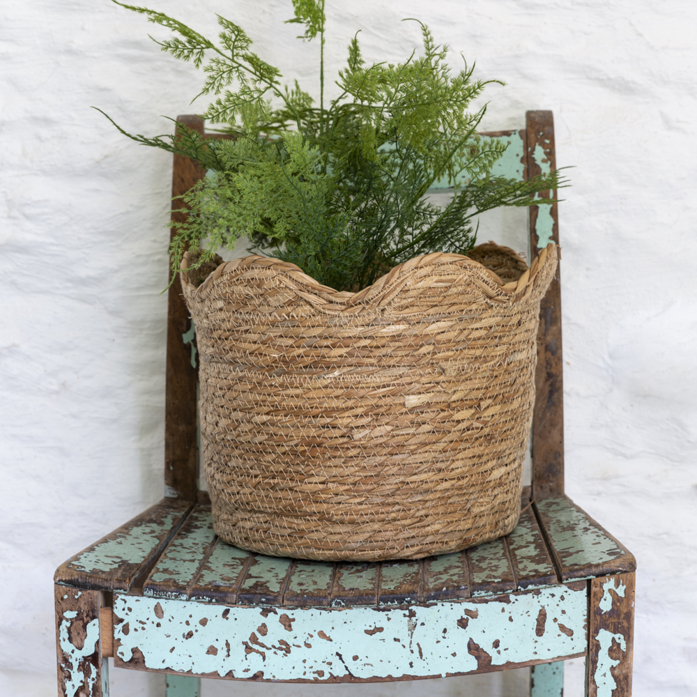 Seagrass Basket Planter Frill Edge Large
