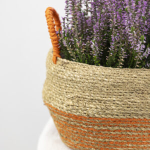 Seagrass Basket With Handles Orange