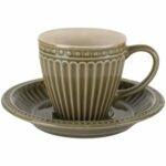 Pembroke Stoneware Cup & Saucer Green