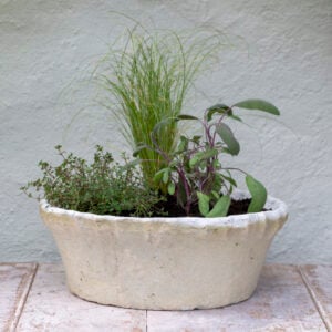 Antiqued Whitestone Dish Planter Frill Rim