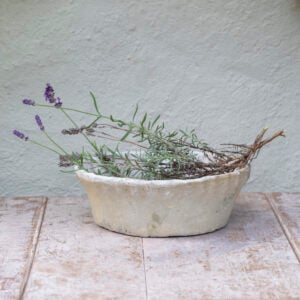 Antiqued Whitestone Dish Planter Frill Rim