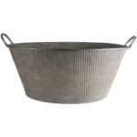 Zinc Ribbed Planter With Handles Large