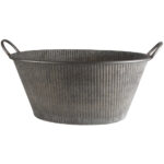 Zinc Ribbed Planter With Handles Medium