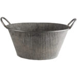 Zinc Ribbed Planter With Handles Small
