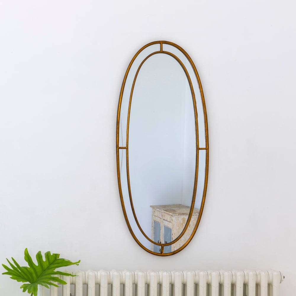 Long Oval Mirror Antique Bronze