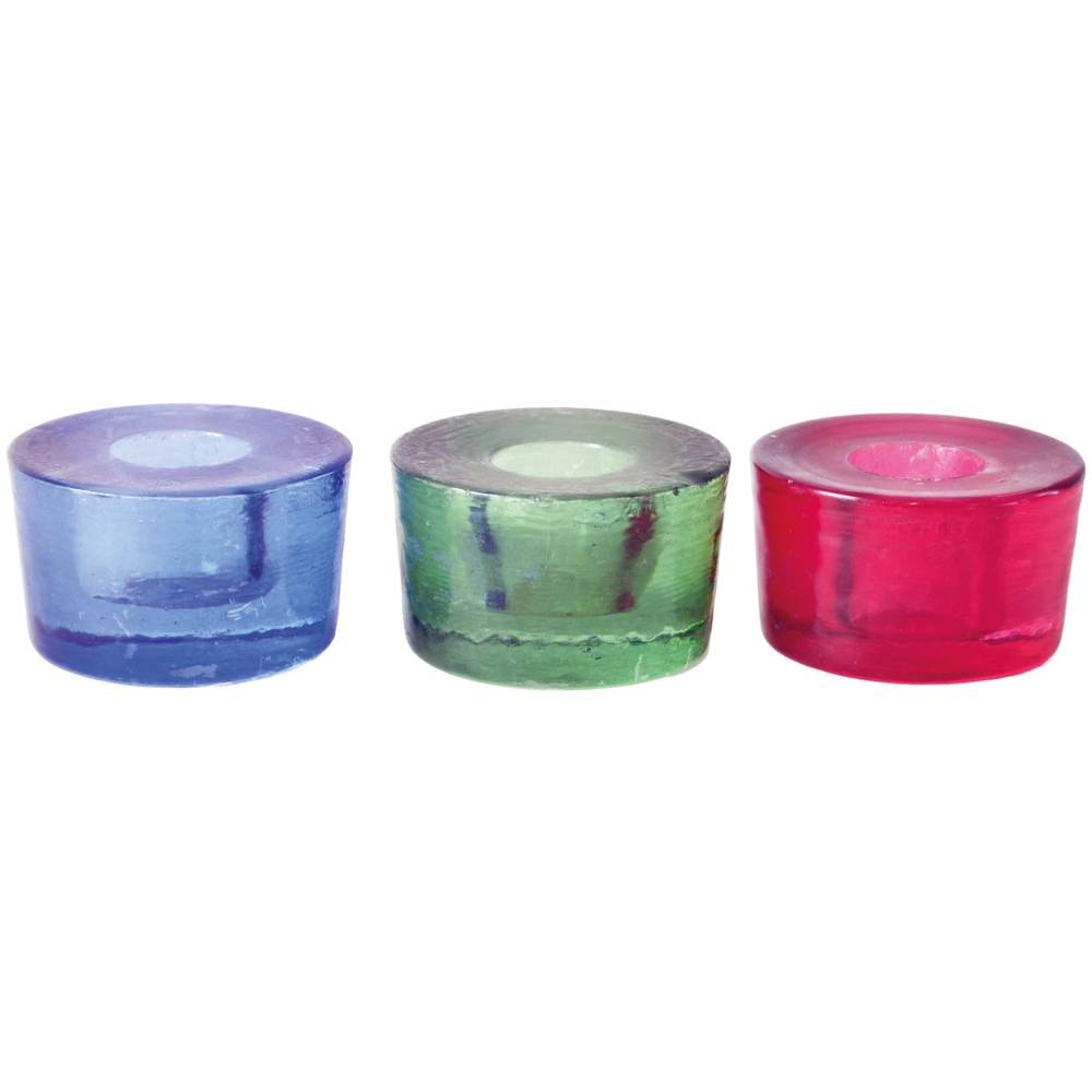 Glass Stubby Candleholder Azure Blue