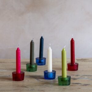 Glass Stubby Candleholder Azure Blue