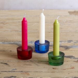 Glass Stubby Candleholder Azure Blue