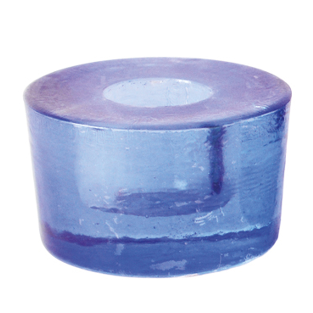 Glass Stubby Candleholder Azure Blue