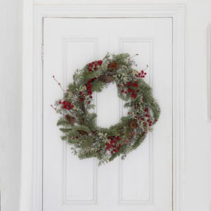 Red Berry Cone and Spruce Wreath