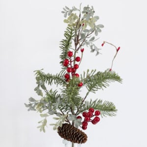 Red Berry Cone and Spruce Spray