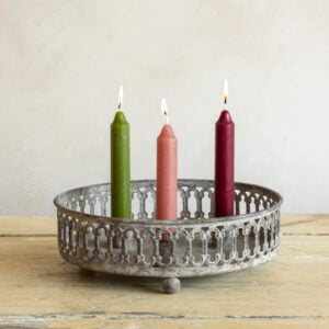 Ornate Stubby Candle Holder Round