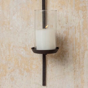 Pillar Candle Sconce With Glass Lantern