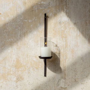 Pillar Candle Sconce With Glass Lantern