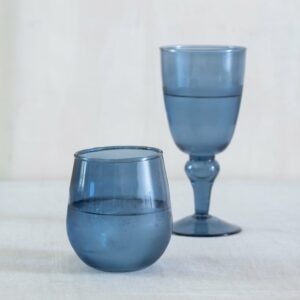 Smoky Blue Wine Glass