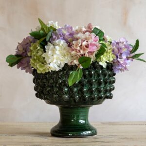 Glazed Bobble Bowl with Foot Green